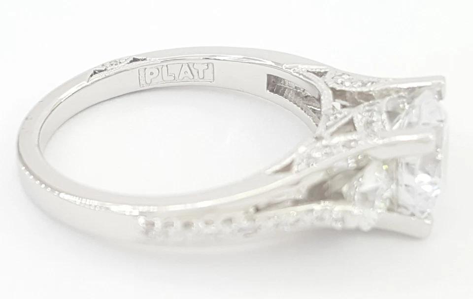 Tacori Semi-Mount Round Three Stone Engagement Ring Platinum 0.71 ct Rt $7,450