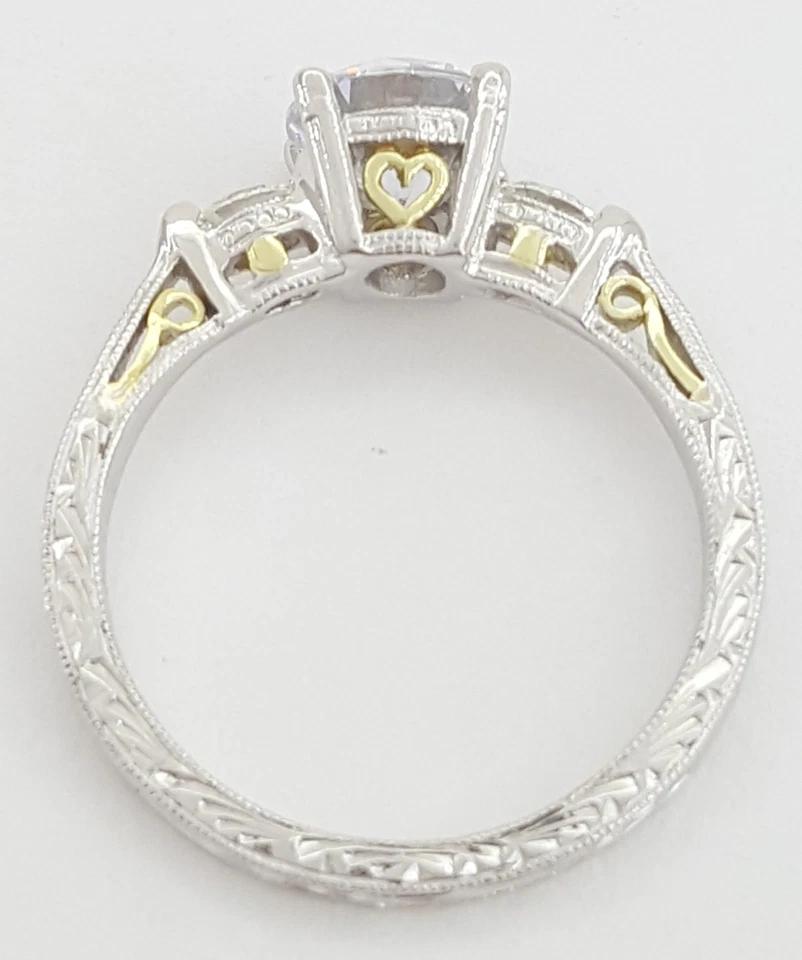 Tacori Round Semi-Mount Three Stone Engagement Ring 0.12 ct Plat & 18k Rt $2,990