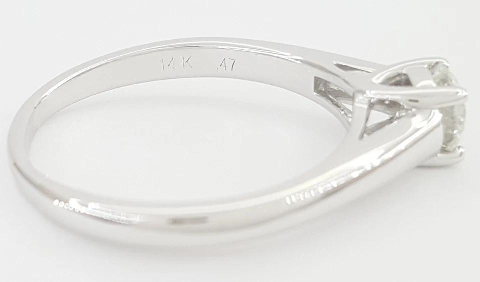 Tolkowsky Round Diamond Solitaire Engagement Ring 0.47 ct 14k White Gold