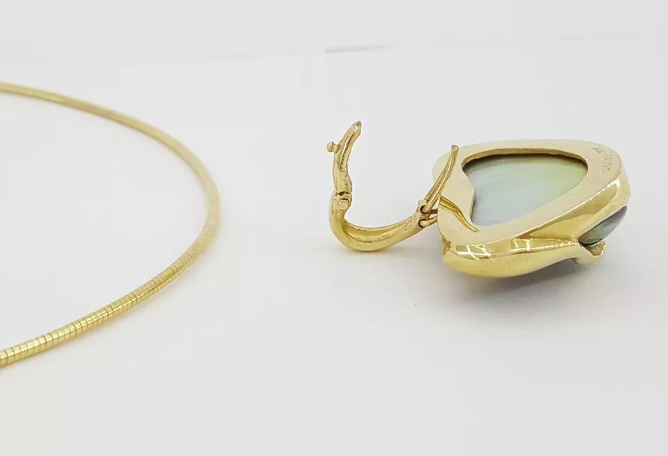 Tahitian Mabe Blister Pearl Slider Enchanter Necklace 14k Yellow Gold 20.3 Grams