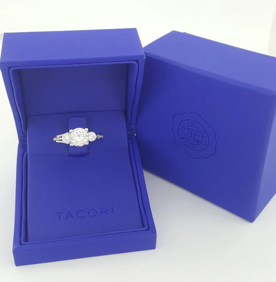 Tacori Semi-Mount Round Three Stone Engagement Ring Platinum 0.71 ct Rt $7,450