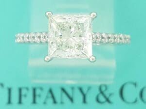 Tiffany & Co Novo Princess Cut Diamond Engagement Ring 1.7 ct Plat Retail $30K