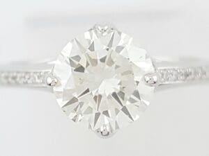 Simon G Round Diamond Hidden Halo Engagement Ring 1.92 ct 18K White Gold Rt $18k