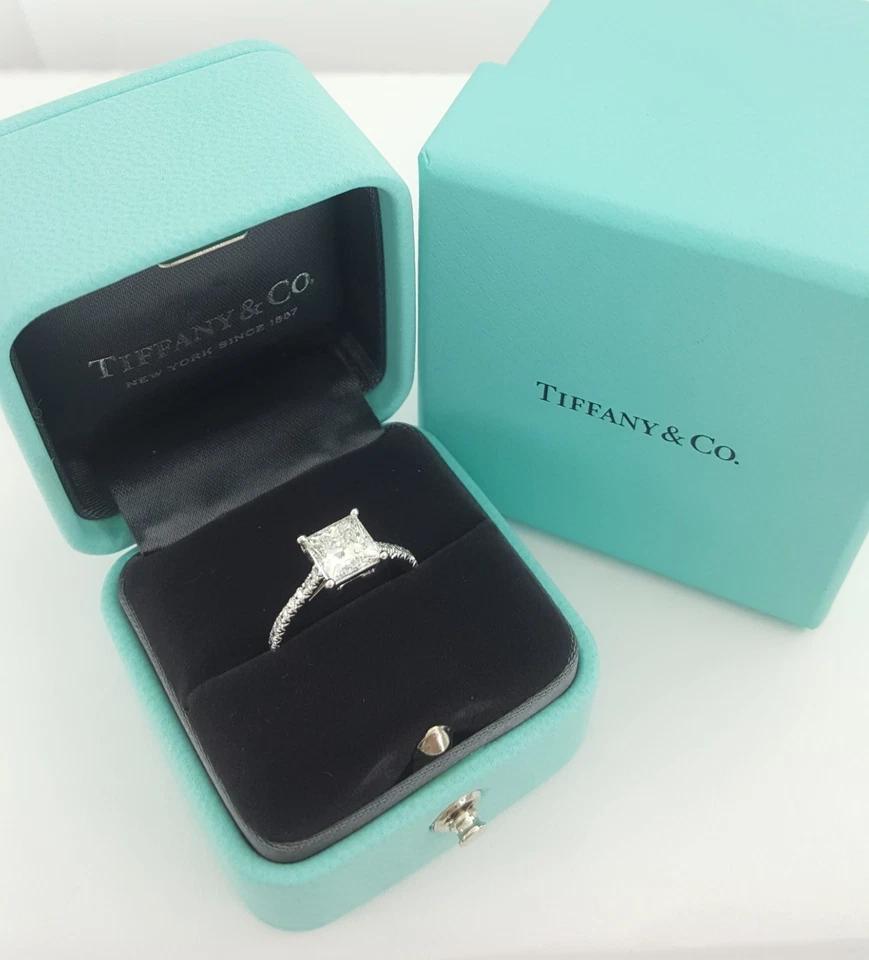 Tiffany & Co Novo Princess Cut Diamond Engagement Ring 1.7 ct Plat Retail $30K